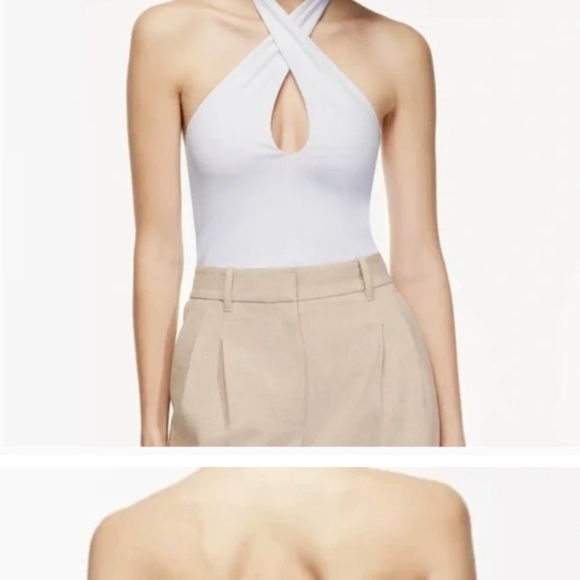 NWOT Aritzia Wilfred Bay Top Cross Front Halter Top - Picture 1 of 7